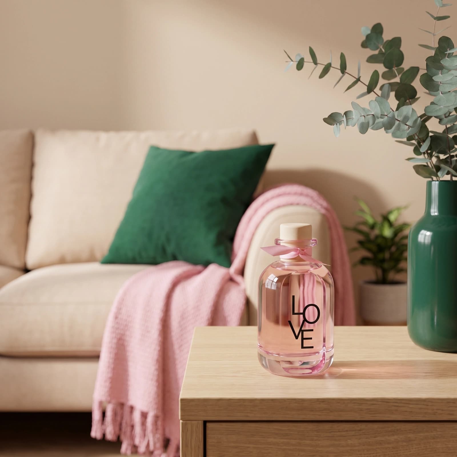 Decorative Glass Diffuser Bottle - Love Design Pink