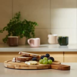 Round Bamboo Wood Cutting Board with Handle - view 1