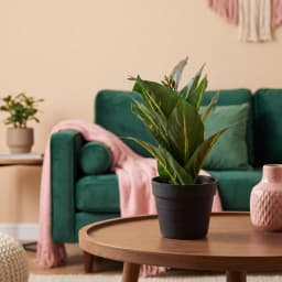 Artificial Plant in Black Pot - Green Leaves - view 1