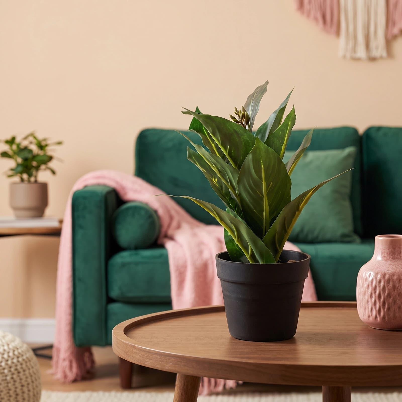 Artificial Plant in Black Pot - Green Leaves