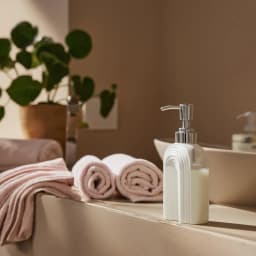 Cream ceramic Soap Dispenser with Arched Texture - view 2