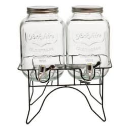 Glass Beverage Dispenser Set with Stand - 2 Clear Dispensers - view 2