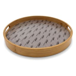 Round Wood Serving Tray with Patterned Base - view 3
