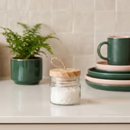 Glass Salt Jar with Wood Lid - view 1