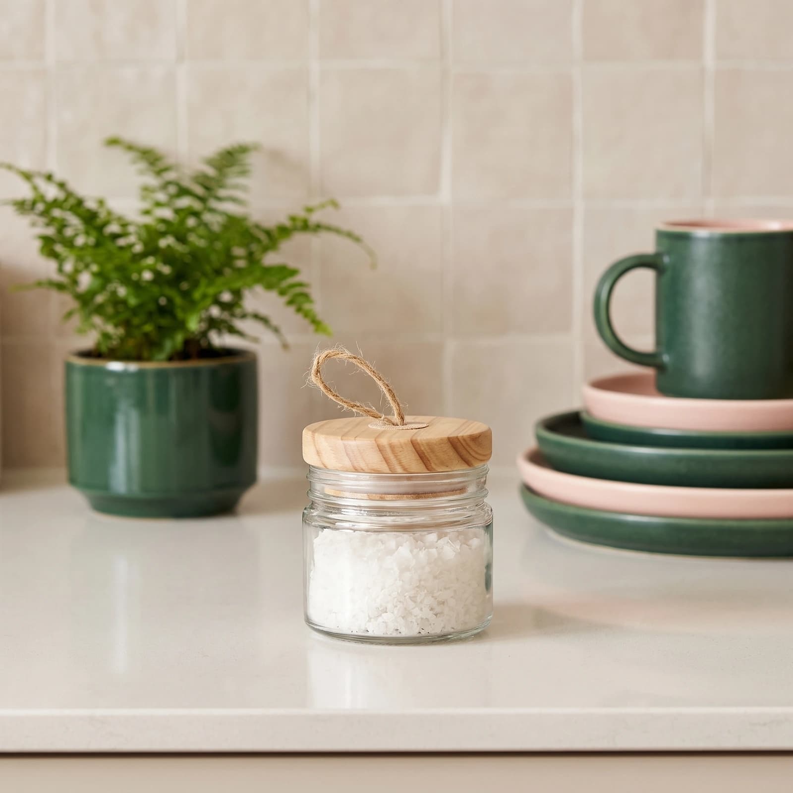 Glass Salt Jar with Wood Lid
