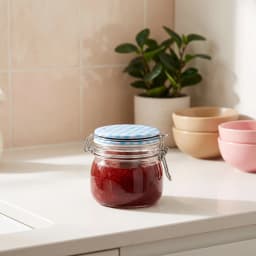 Glass Storage Jar with Blue Gingham Lid - view 1