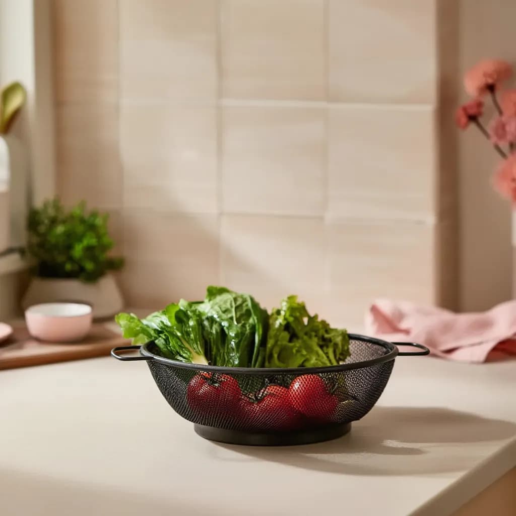 Black Stainless Steel Mesh Colander with Handles