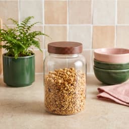 Clear Glass Storage Jar with Wooden Lid - view 1