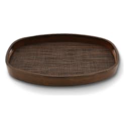 3 Piece Oval Dark Wood Serving Tray Set - view 2