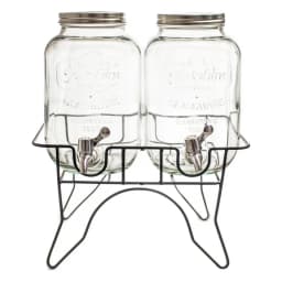 Glass Beverage Dispenser Set with Stand - 2 Clear Dispensers - view 3