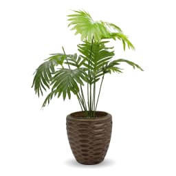 Artificial Palm Plant in Brown Plastic Pot - view 2