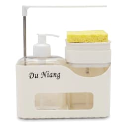 Plastic Sink Organizer with Soap Dispenser & Sponge Holder - Cream - view 3