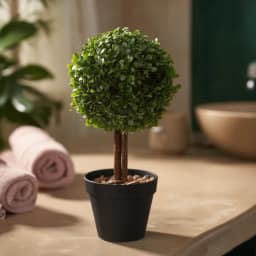 Artificial Topiary Plant Plastic - Green in Black Pot - view 3