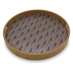 Round Wood Serving Tray with Patterned Base - view 2