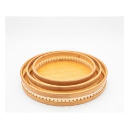 Set of 3 Round Bamboo Serving Trays - view 4