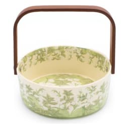 Serving Basket with Wood Handle - Cream Green Floral - view 3