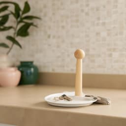 Wood & Porcelain Serving Stand - White Base - view 4