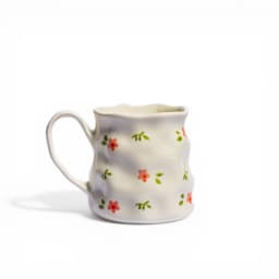 Wavy Porcelain Mug - Cream with Pink Floral Design - view 2