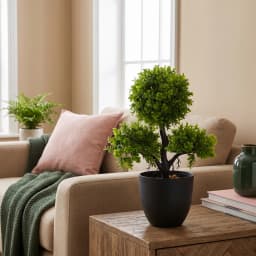 Artificial Plant in Black Pot - Green Decorative Bush - view 1