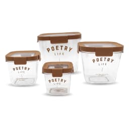 Acrylic Storage Container Set - 4 Clear Pieces with Brown Lids - view 4