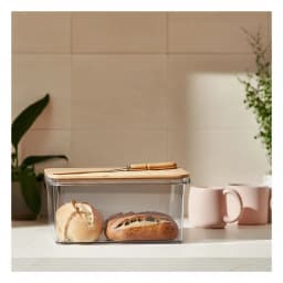 Clear Storage Container with Wood Lid & Knife - view 1