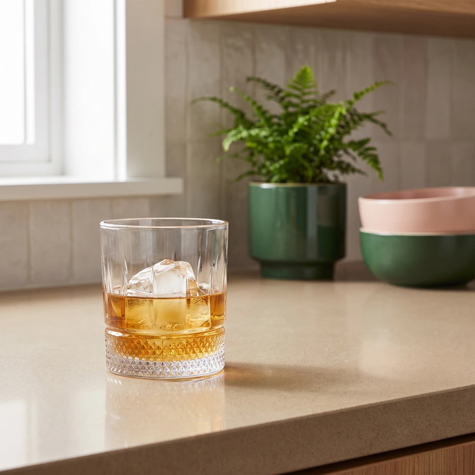 6-Piece Clear Textured Glass Cup Set