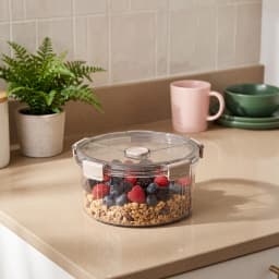 Acrylic Round Food Storage Jar - Clear with Grey Lid - view 1