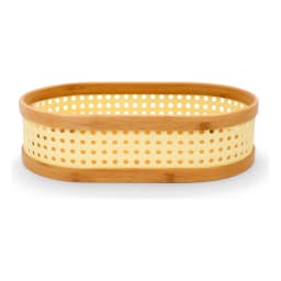 Set of 3 Oval Bamboo & Woven Storage Baskets - Natural - view 2