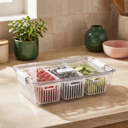 Clear Acrylic Food Storage Container with 3 Drain Baskets - view 1
