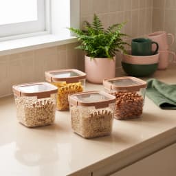 Acrylic Storage Container Set - 4 Clear Pieces with Brown Lids - view 1