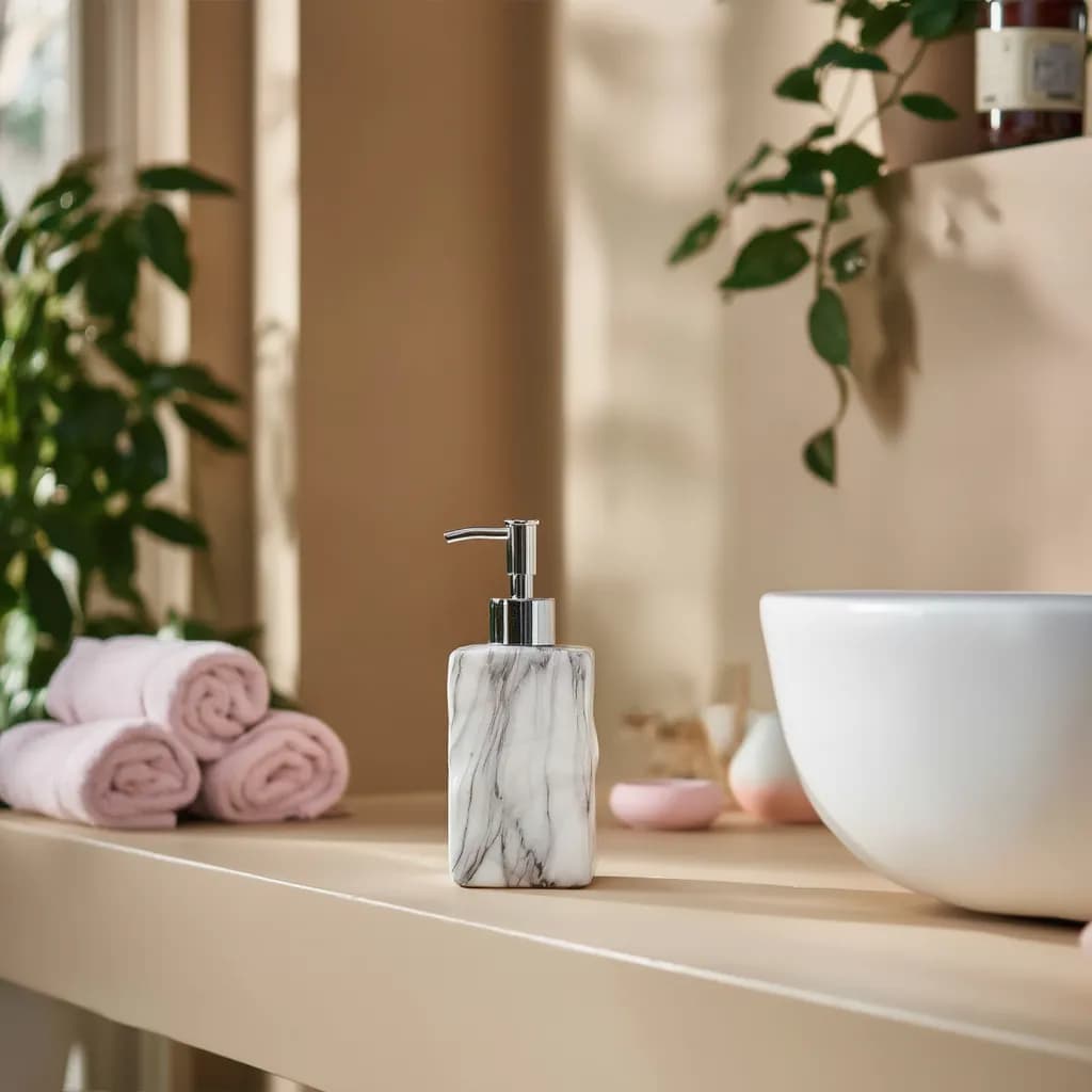 Ceramic Soap Dispenser - White Marble Look