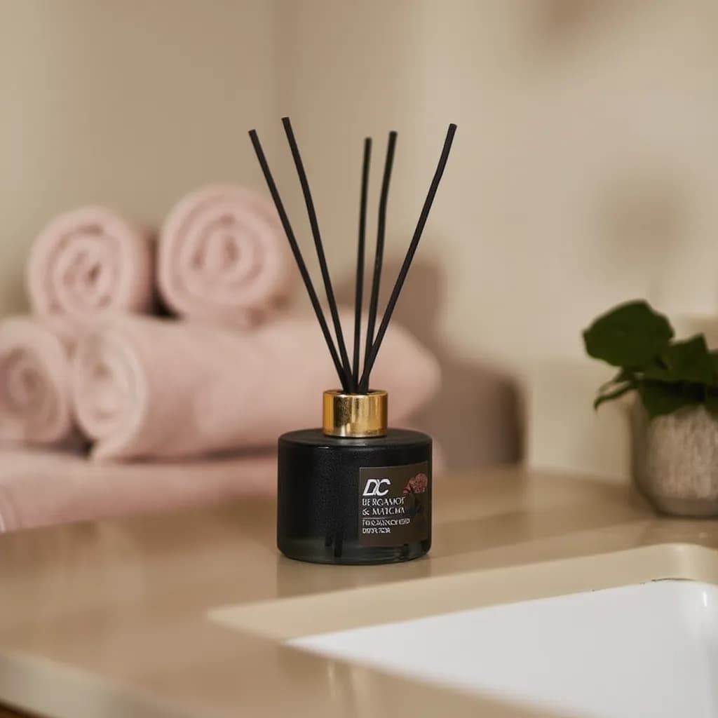 Bergamot & Matcha Reed Diffuser - Dark Green Glass Bottle