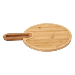 Round Bamboo Wood Cutting Board with Handle - view 2