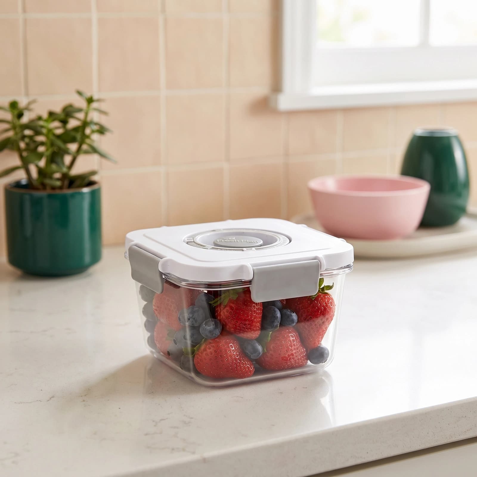 Acrylic Food Storage Container - White & Clear