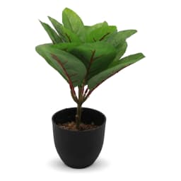 Artificial Plant in Black Plastic Pot - Green Leaves - view 2