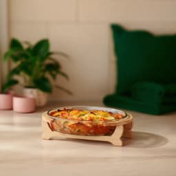 Pyrex Oval Baking Dish with Wooden Stand - view 1