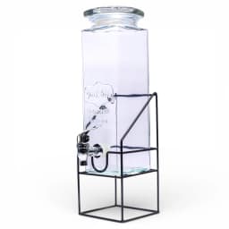 Glass Drink Dispenser with Spigot & Black Metal Stand - view 2