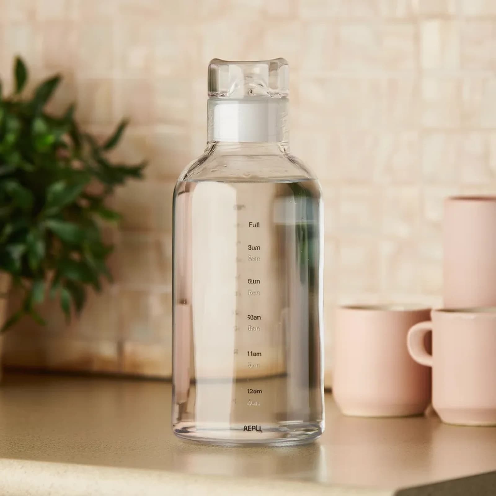 Clear Acrylic Water Bottle with Time Marker
