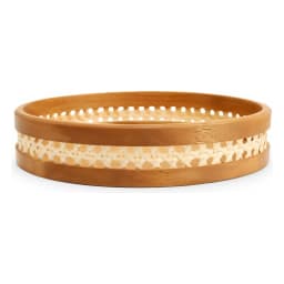 Set of 3 Round Bamboo Serving Trays - view 3