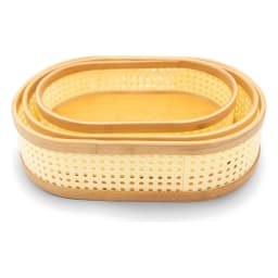 Set of 3 Oval Bamboo & Woven Storage Baskets - Natural - view 3
