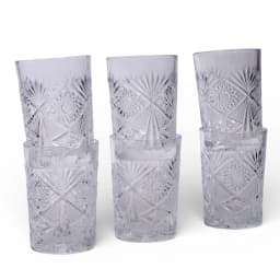 Set of 6 Clear Patterned Glass Drinking Cups - view 2