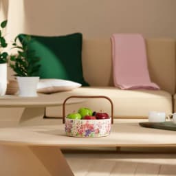 Porcelain Serving Basket with Wooden Handle - Floral - view 2