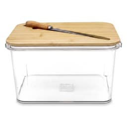 Clear Storage Container with Wood Lid & Knife - view 2
