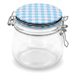 Glass Jar with Blue Gingham Clip-Top Lid - view 2