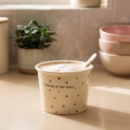 Porcelain Mug with Lid, Cream - Stars & Moons Design - view 3