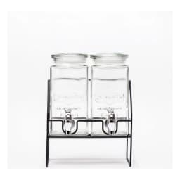 Glass Beverage Dispenser Set with Stand - 2 Jars - view 2