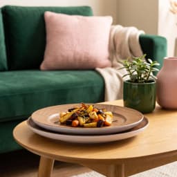 Round Ceramic Dinner Plate Set - Wood Pattern - 2 Pieces - view 1