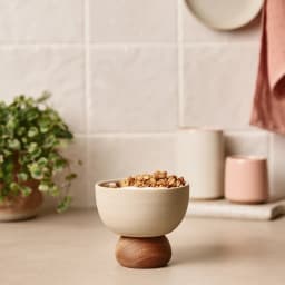 Ceramic Cup with Wooden Base - Beige & Brown - view 4