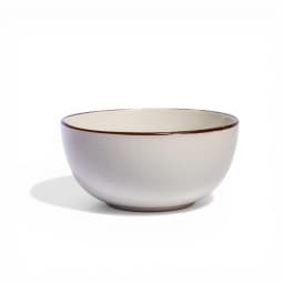 Porcelain Serving Bowl - Off-White with Brown Rim - view 2