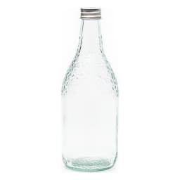Clear Glass Bottle with Textured Finish and Metal Cap - view 2